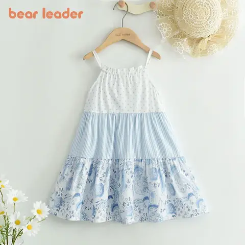 여름 소녀 의류 폴카 도트 줄무늬 꽃 패치 조끼 스커트 소녀 패션 드레스 3-7 세 소녀 의류 아동복