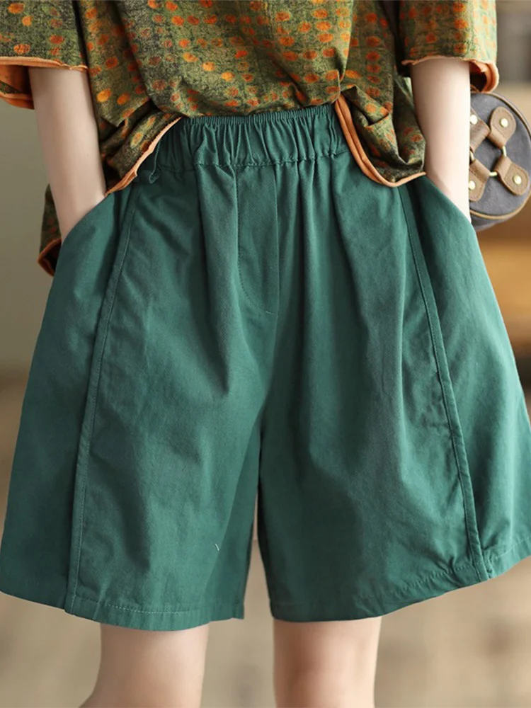 

Свободные женские винтажные широкие брюки с высокой талией, повседневные удобные легкие летние брюки с пятью точками для поездок на работу