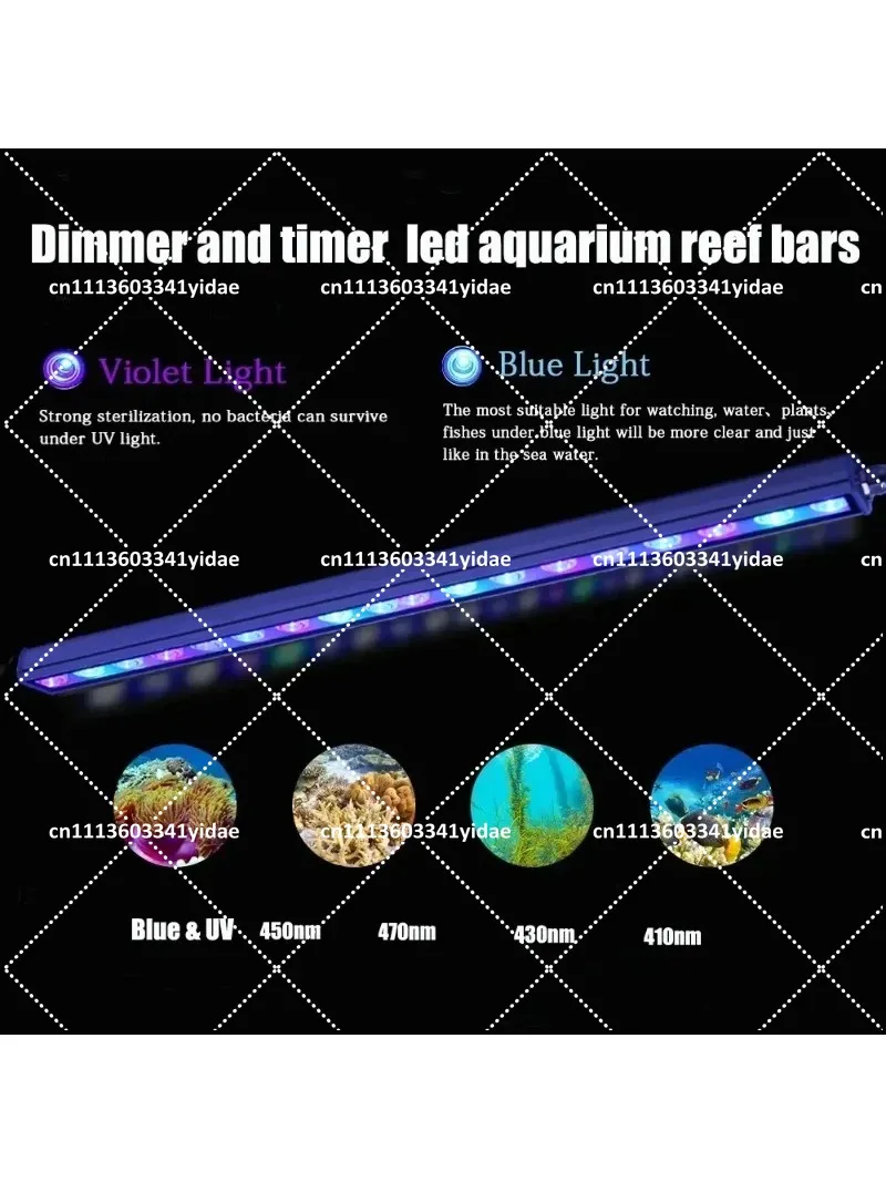 Deep Blue UV Reef Aquarium Light 2ft 3ft 4ft 5ft LED Bar with Timer for Saltwater Fish Tank
