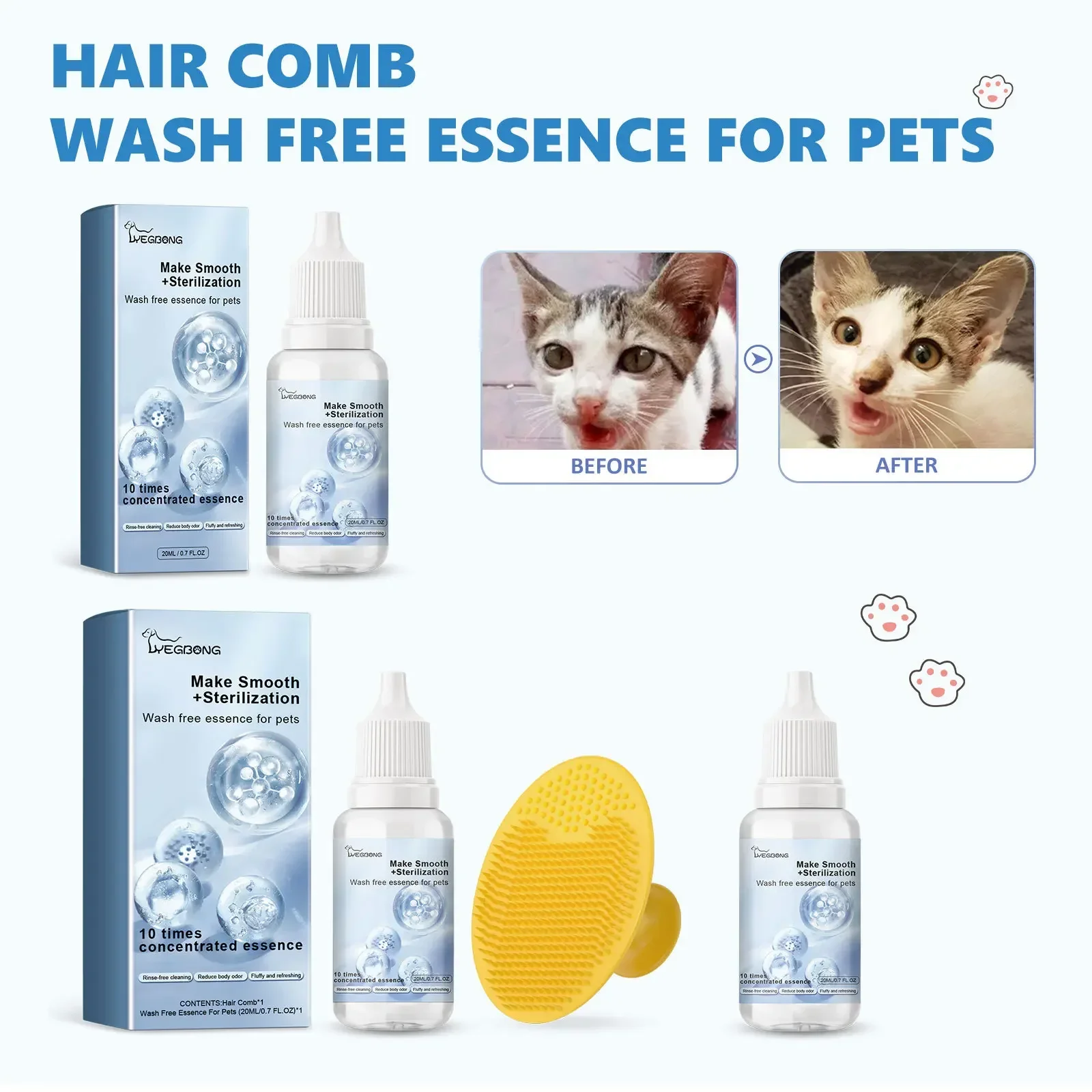 Yegbong-Pet Leave-in Essence Series, Cat and Dog Cleansing Hair, Fluffy Soft Fragrance, Care Essence