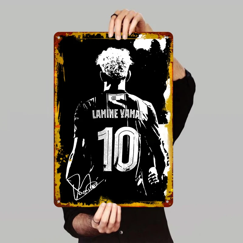 Lamine Yamal Football Player Silhouette Metal Wall Art Sports Decor for Fans