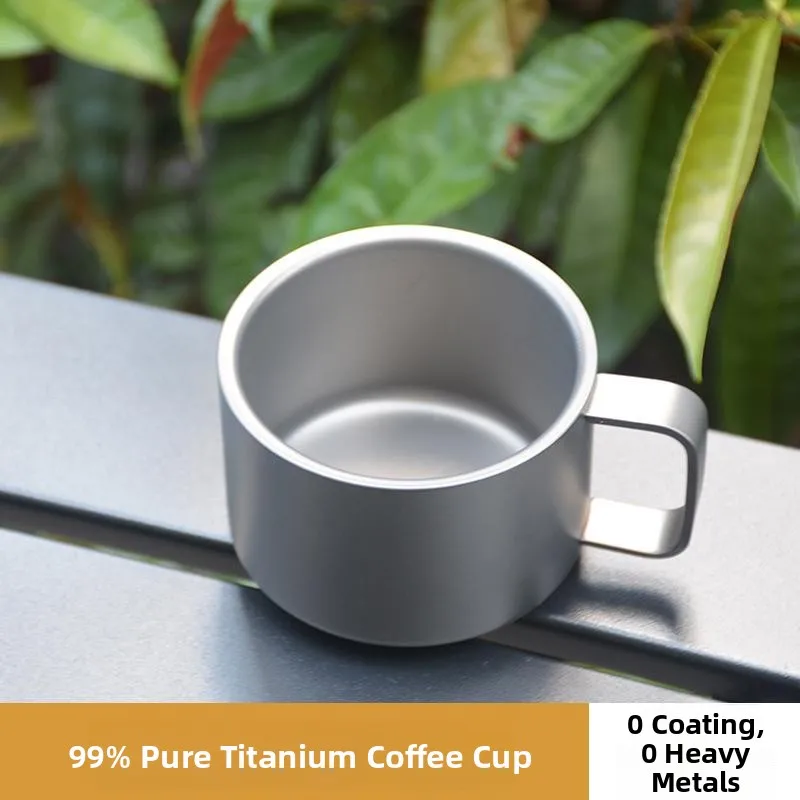 

Портативная двухслойная термокружка из чистого титана с пескоструйной обработкой для кофе, пива, для кемпинга, летняя, сохраняющая тепло, титановая
