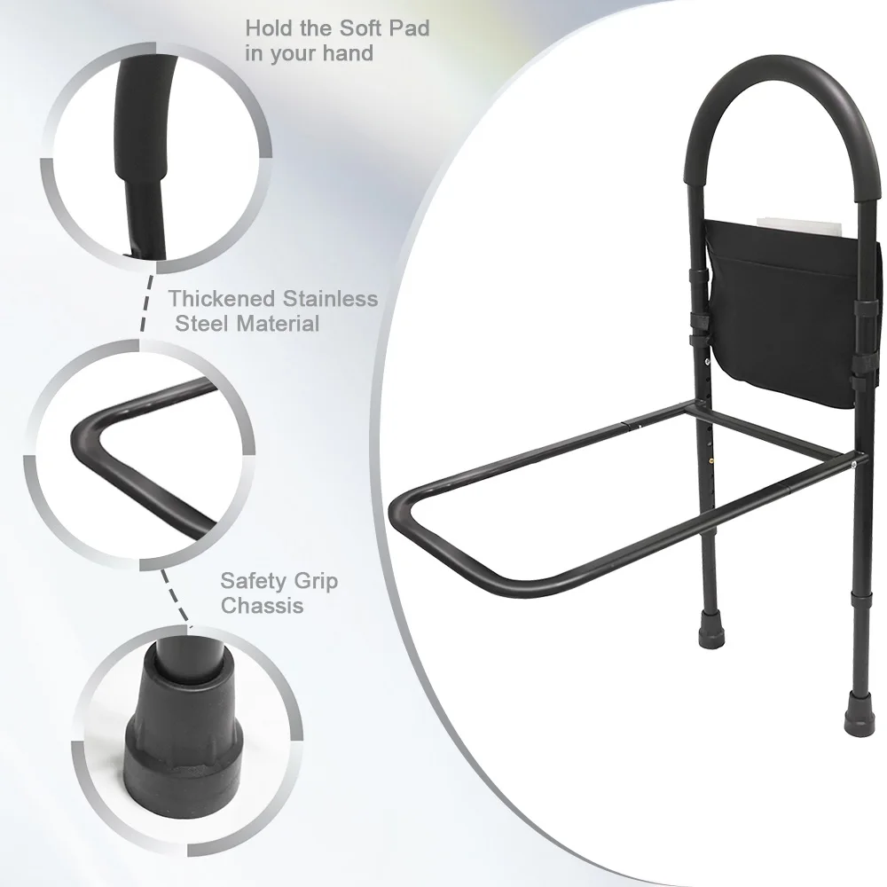 مصنع السكك الحديدية بجانب السرير، مقبض مساعد الوقوف، قضيب أمان للسرير قابل للتعديل لكبار السن #4