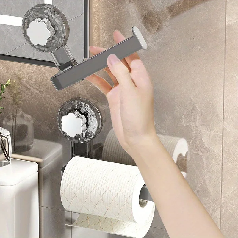 

Wall-Mounted Toilet Paper Holder with Suction Cup - Self-Adhesive, No-Drill Installation, Multipurpose Tissue Roll Soap holder