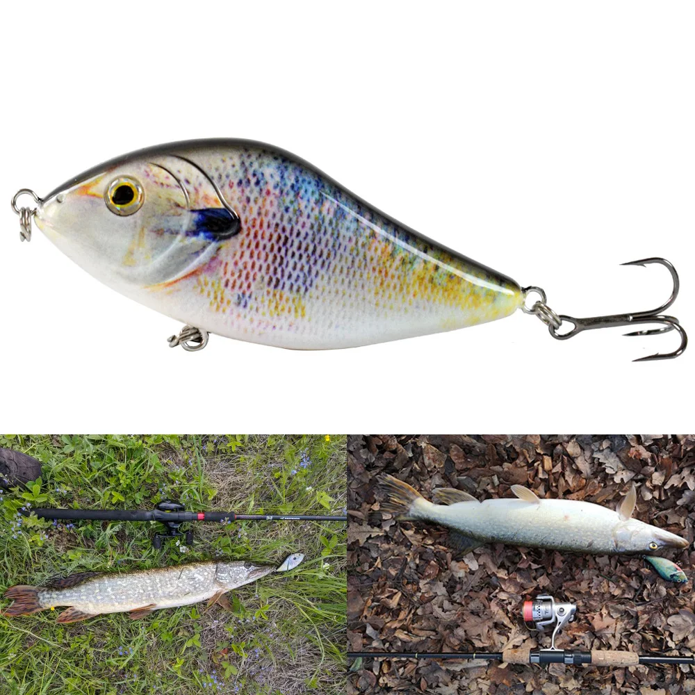 100MM 45G Slow Sinking Jerkbait Fishing Lure Slider Swim Action Hard Body Jerk Bait for Pike Musky Fishing