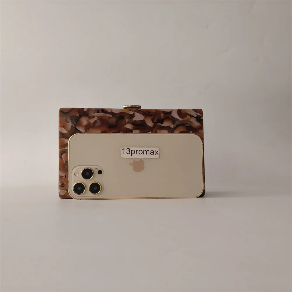 Women Brown Flower Acrylic Box Clutch Purse Lady Evening Bags Wedding Clutches Bridal Handbags Party Pro Minaudiere Mini Flap