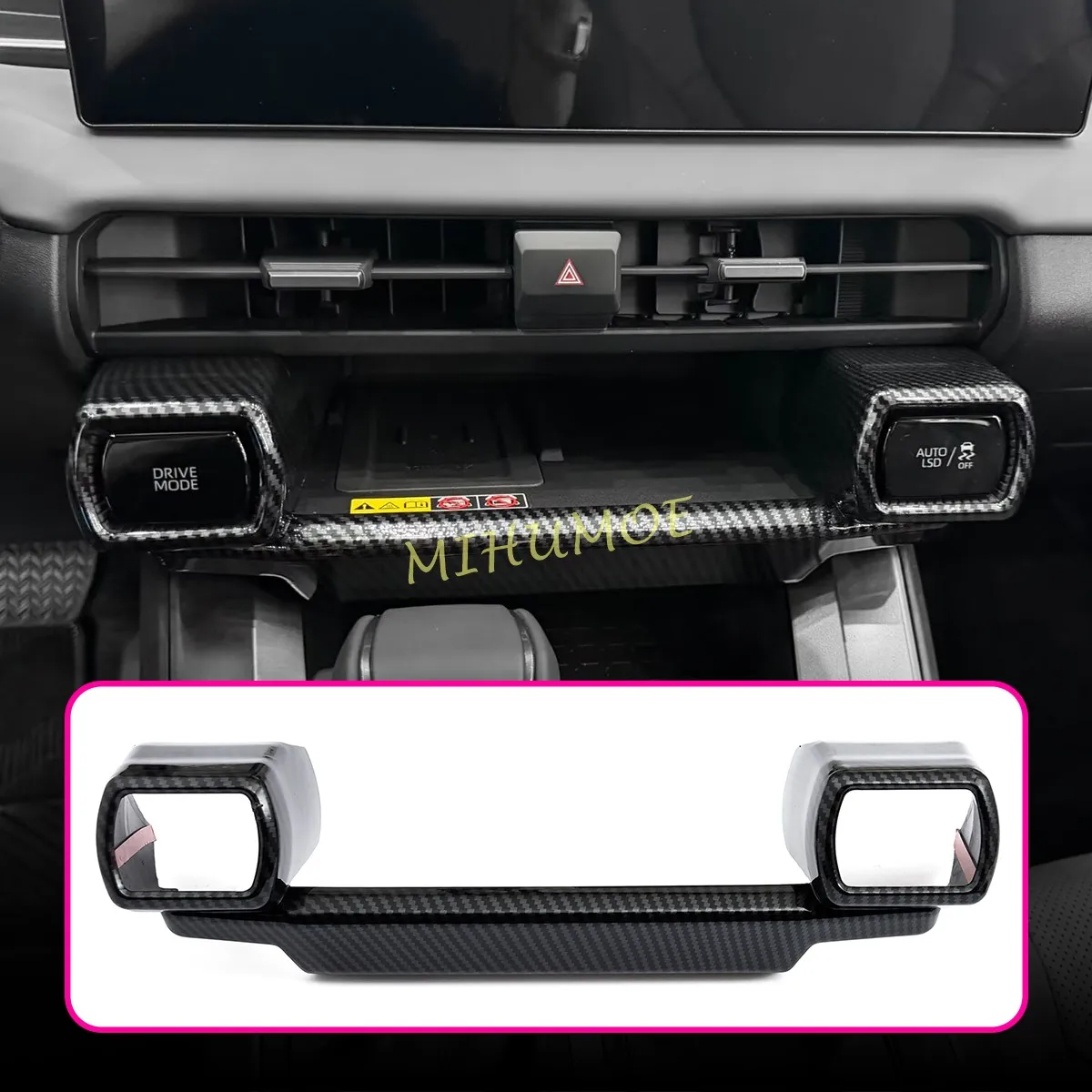 

For 2026-2027 Toyota RAV4 Carbon Fiber Interior Center Console Middle Switch Cover Accessories Trims LHD