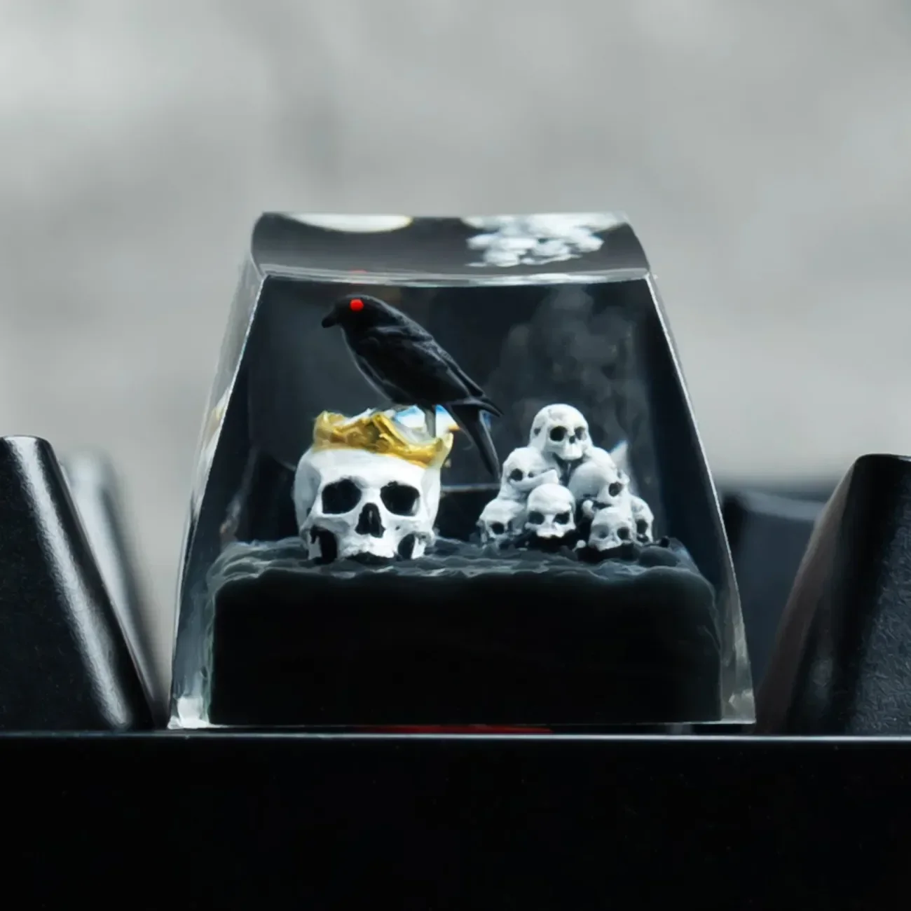 Translucent Keycaps ESC Skull 3D Crow Mechanical Keyboard Suitable for Cherry Cross Axis Mechanical Keyboard Accessory Gift