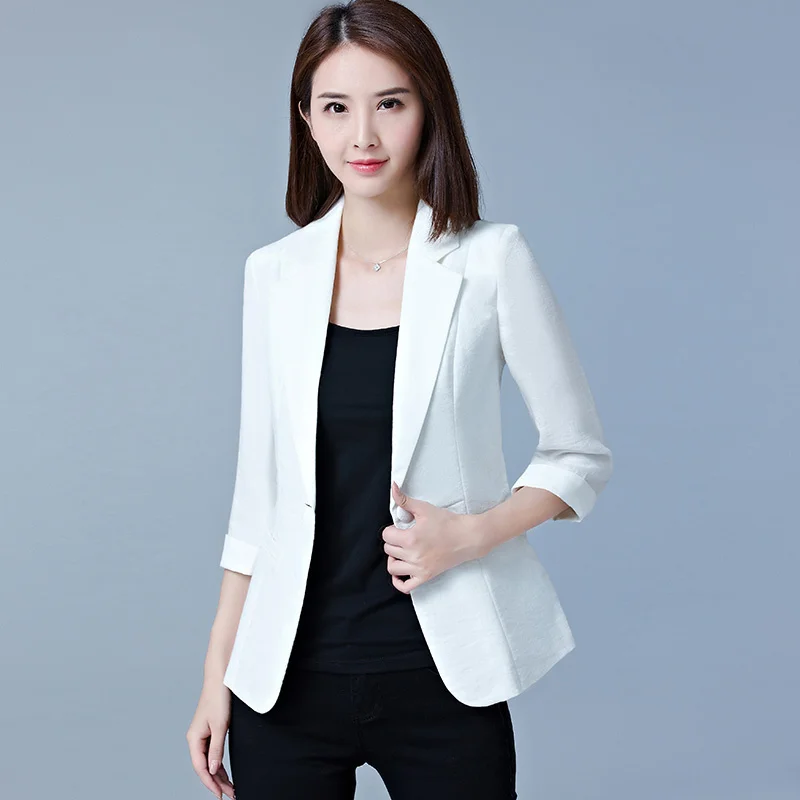 Women Blazers New Spring Summer Clothes Pink One Button Casual Short Jacket Ladies Office Suit Outerwear Female Tops S-5XL