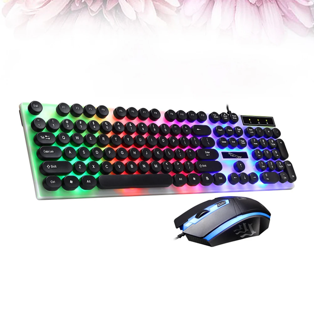 

Keyboard Mouse Set Wired Computer USB Black Backlight Travel Portable Gaming Combo Lightweight Compact Outdoor