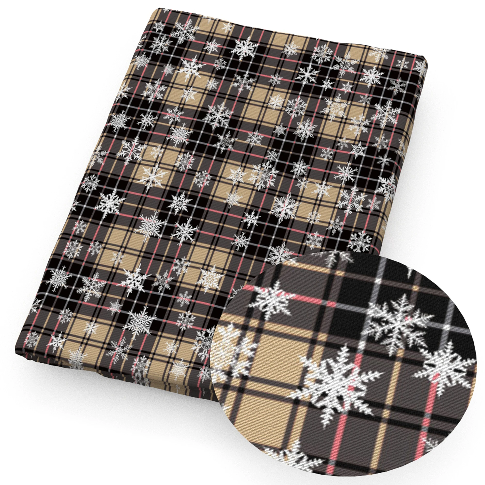 50*145cm Snow Plaid Polyester Cotton Fabric Grid Printed Bow-knot Cartoon DIY Patchwork for Cloth Making Puppet Garment Tissue