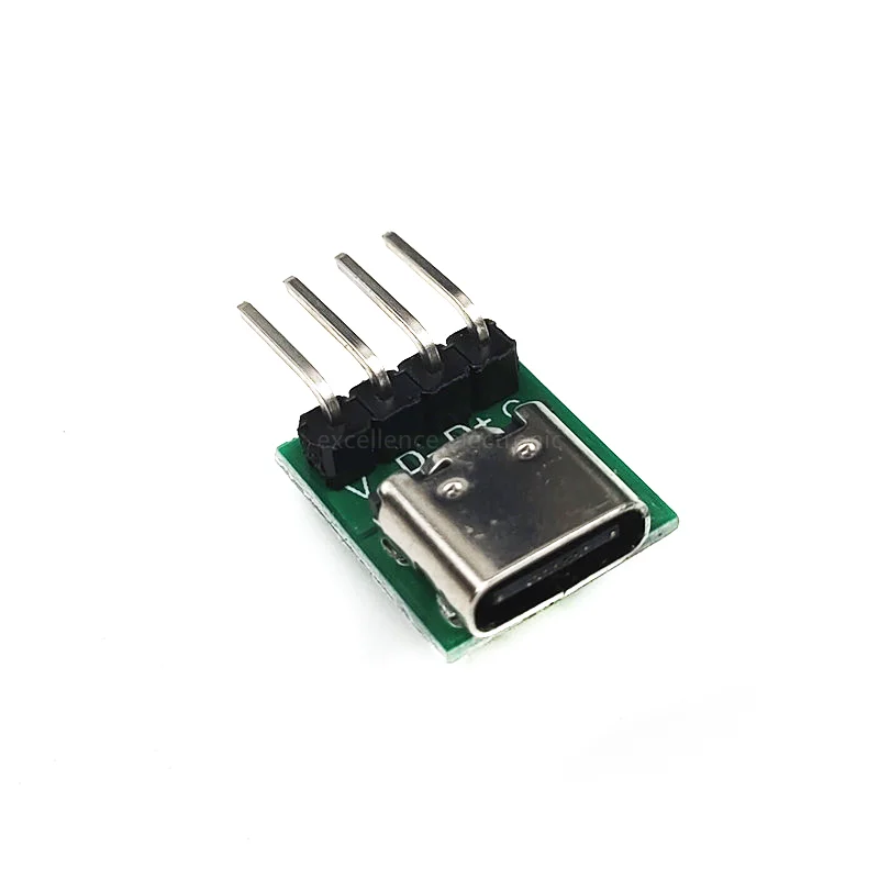 5PCS USB 3.1 TYPE-C Port Female Socket to In-Line DIP-4P Adapter Test Board to Pin Header XH2.54