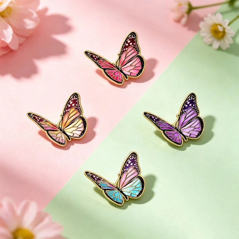 New Style Vintage Butterfly Brooch Multicolor Elegant Outfit Backpack Badge Accessories Zinc Alloy Pin for Gift DIY Clothing Hat
