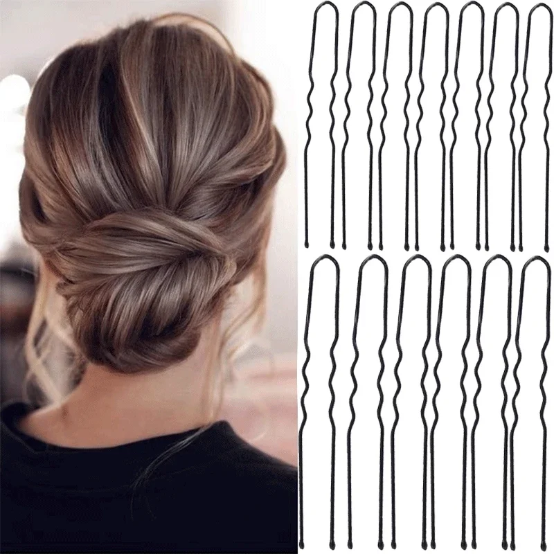 Hair Clips Black Waved U-shaped Hair Pins Barrette Mini Size Salon Grip Clip Metal Bobby Women Styling Tools Hairpins