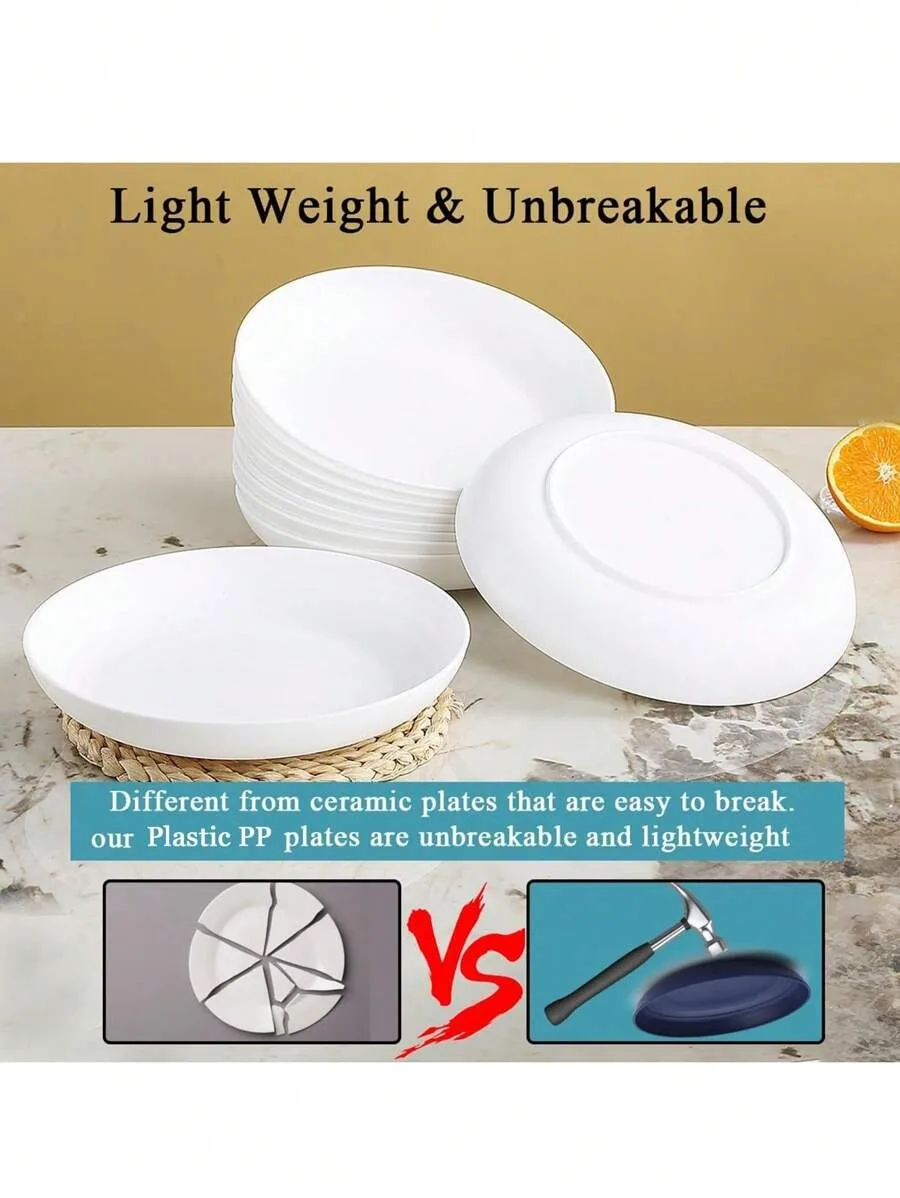 4/8/12pcs Reusable dessert plates, dishwasher and microwave safe, suitable for home kitchens, parties, picnics and camping