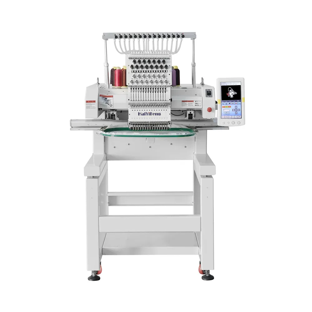 1 ماكينة تطريز الرأس HaiYiFeng مناسبة لقميص شعار القبعة والتطريز المسطح