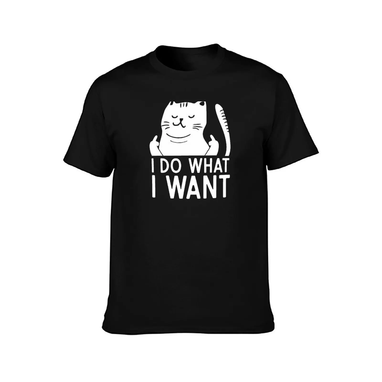 I do what I want cat giving a finger funny middle finger rude graphic T-Shirt Active Sports Short Sleeve Cotton Shirt T-Shirt