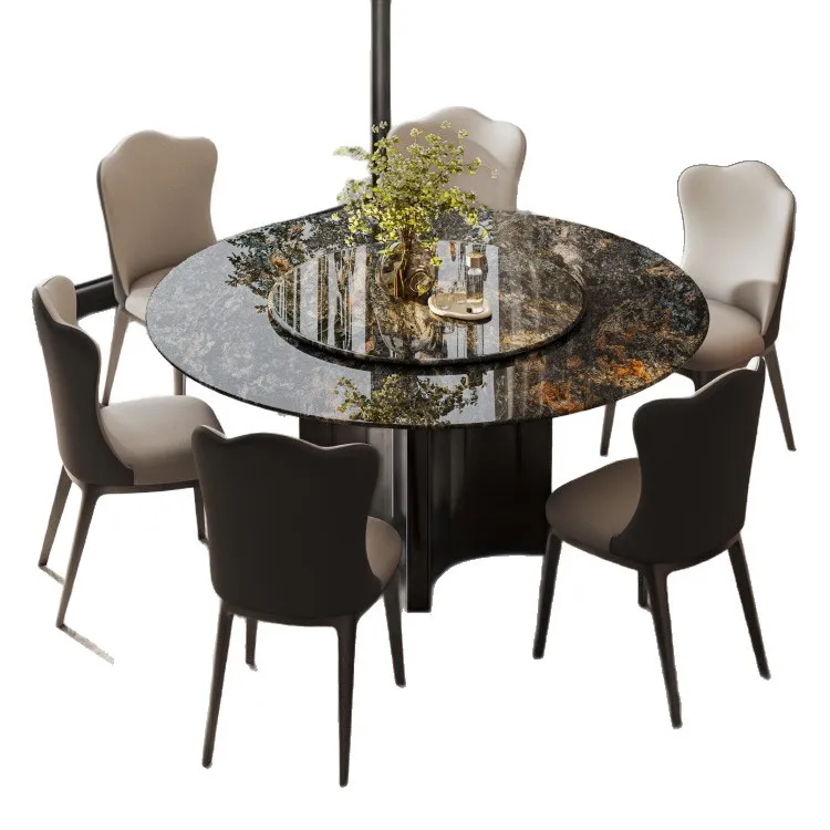 Table household high-end Guangdong Foshan platinum  luxury stone dining table light luxury high-end rectangle