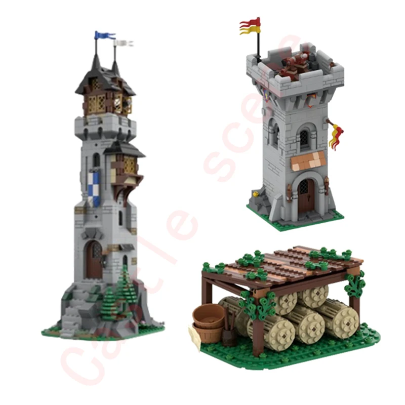 MOC-117200 Small Particle Assembling Blocks Medieval Castle Model Scene Wizard Tower Straw Bag Storage Model Toy Toy