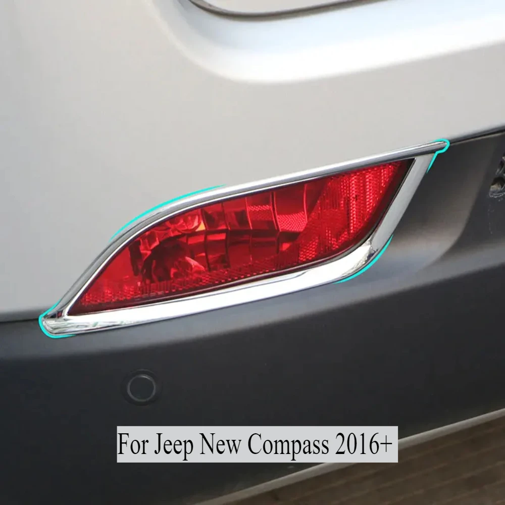 

Car Styling for Jeep New Compass 2017 2018 2019 2020 Rear Fog Light Lamp Molding Cover Trims Decoration Sticker ABS Chrome 2Pcs