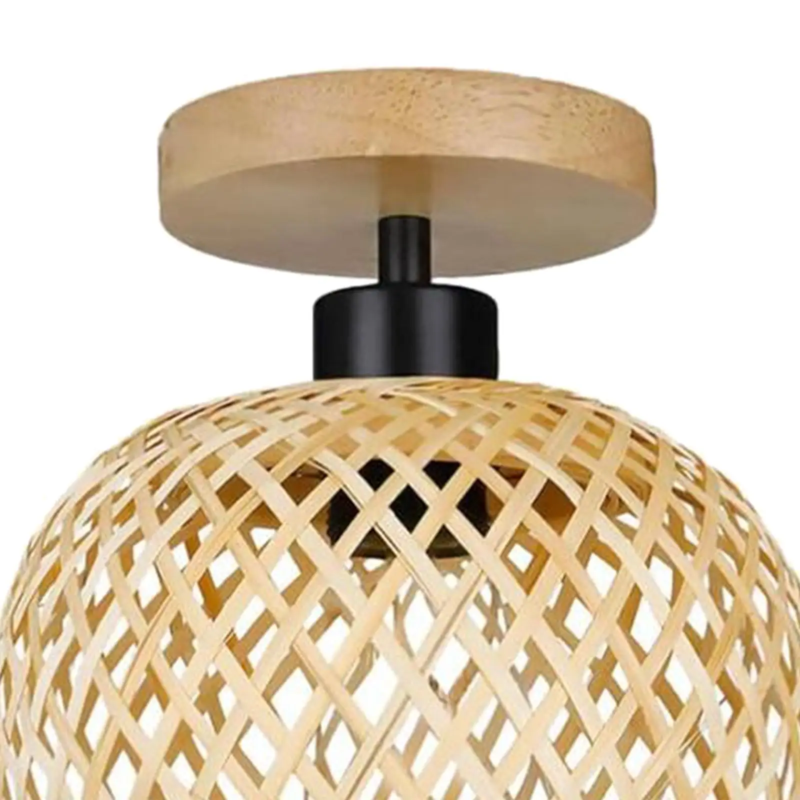 Bamboo Ceiling Pendant Light Shade Natural Woven Hanging Lamp Fixture Modern Boho Decor for Kitchen Dining Room Living Space