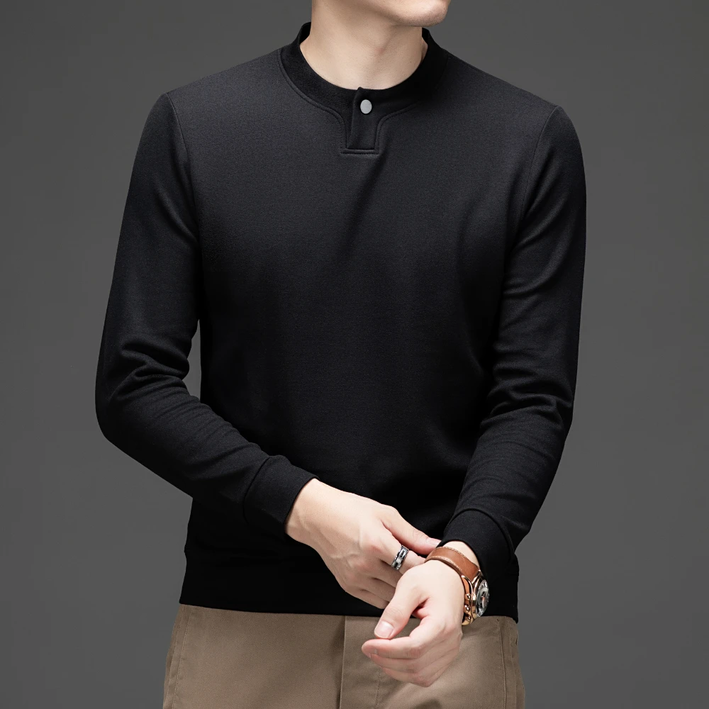 COODRONY Brand Men's Fashion Hoodies Long Sleeved Single Button Collar Sweatshirts Men A&W Solid Color Casual Soft Pullover 2007