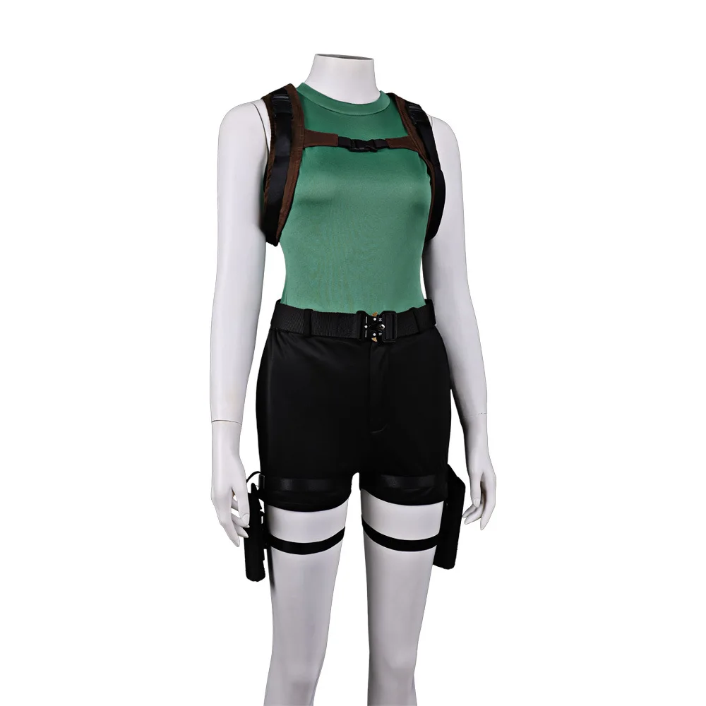 

Lara Cosplay Top Vest Shorts Leg bags Badages Belt 6pcs Set Game Cos Role-Playing Tight Clothing Halloween Garments