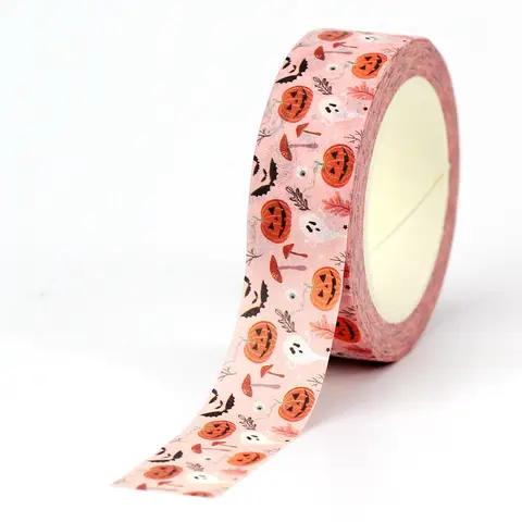 새로운 1PC. 장식용 할로윈 호박 박쥐 버섯 잎 와시 테이프, 플래너 마스킹 테이프, 귀여운 문구, 10m