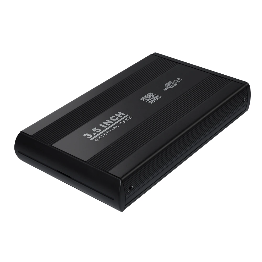 3.5 Hard Drive Case for 3.5-inch SATA SSD HDD USB 2.0 Hard Drive Protective Cover Black  External Hard Drive Enclosure