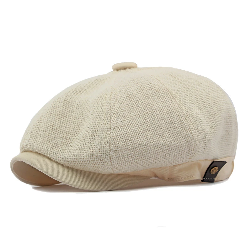 Natural Jute Linen Berets Hats for Men Summer Breathable Newsboy Caps Boina Hombre Gatsby Hat Women Gorras Para Mujer Flat Cap