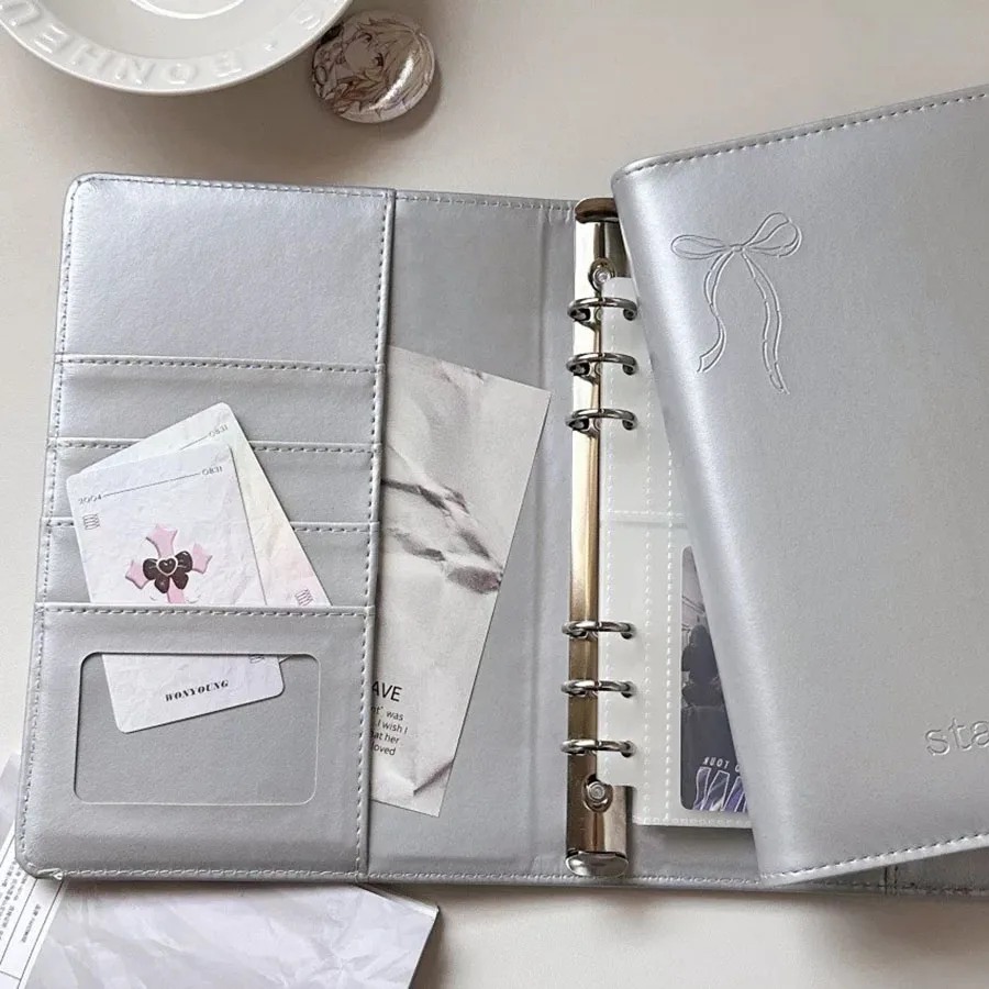 SKYSONIC PU Leather Silver A5 Kpop Photocards Collect Binder idol Photo Card Book Idol Storage Album Stationery