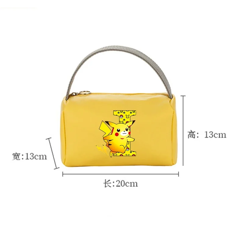 Pokemon PU Portable Handbag Pikachu Cartoon Anime Pattern Storage Bag Large Capacity Waterproof Travel Grooming and Makeup Bag