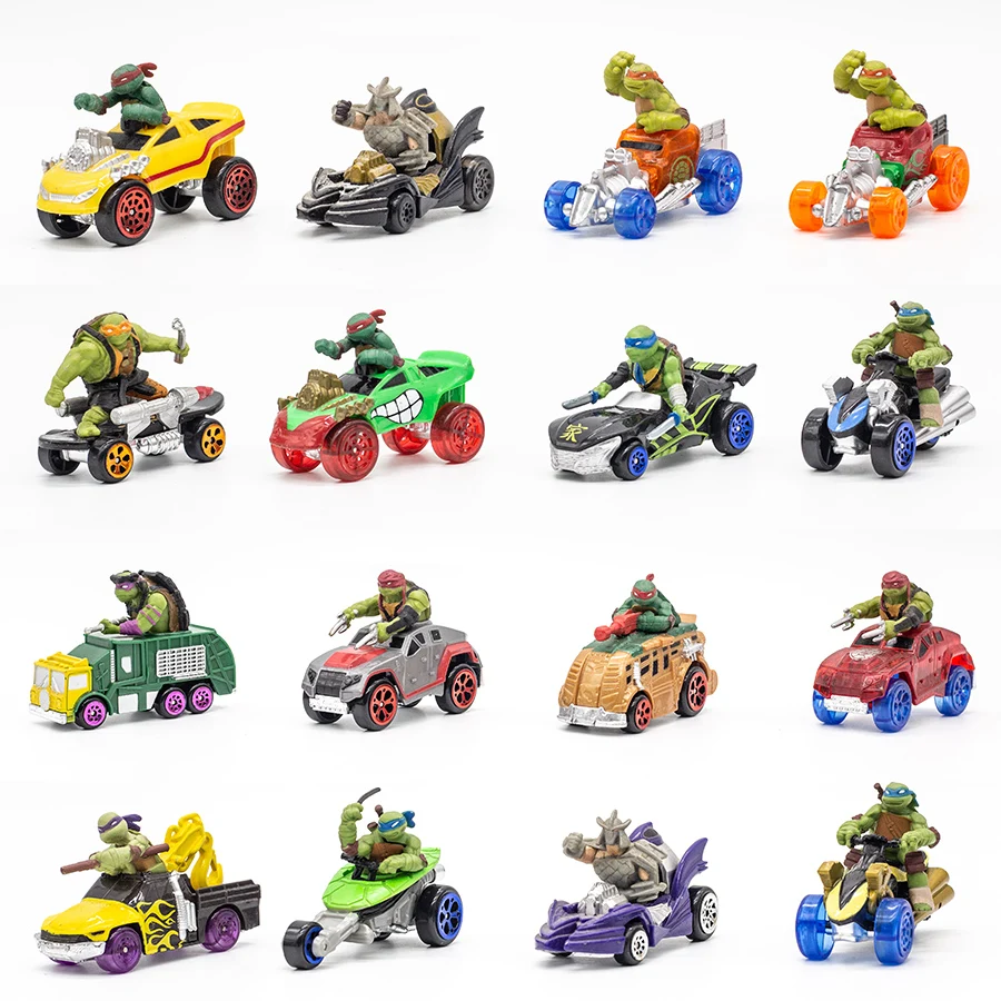Playmates Teenage Mutant Ninja Turtles Die-Cast Metal Mini Vehicle Action Figure with Slide Vehicle Model Toy Classic Animation