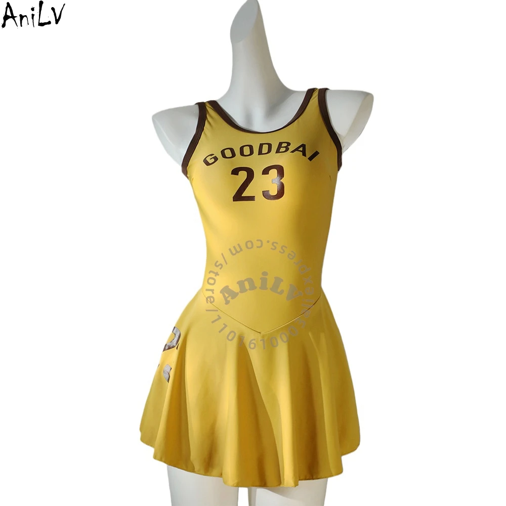 

AniLV аниме Cheering Team Girl No 23 желтое платье униформа болельщика пляжный волейбольный купальник костюмы для косплея
