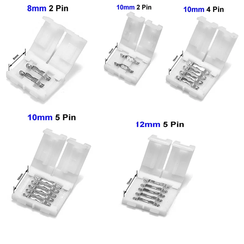 2/4/5PIN LED Strip Free Soldering Led Connector Splice Clip Connector For 8mm 10mm 12mm 3528 5050 RGB RGBW SMD Led Strip Light