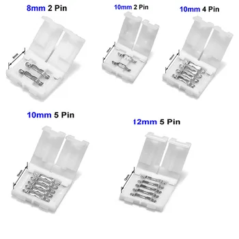 2/4/5PIN LED şerit ücretsiz lehimleme Led bağlayıcı Splice klip bağlayıcı için 8mm 10mm 12mm 3528 5050 RGB RGBW SMD Led şerit işık