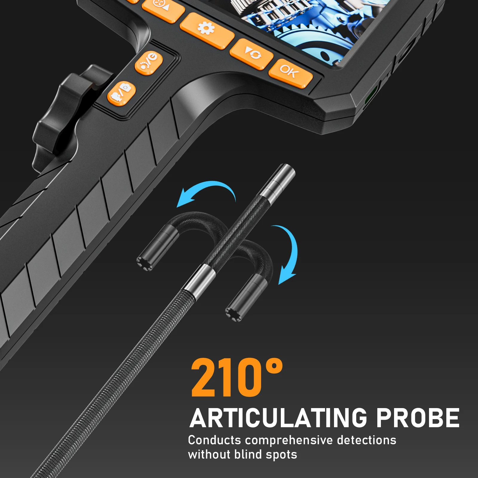 Zwei-Wege-Rotation 3,9/6,2 mm HD 360 °   Industrielle Rohrleitungs-Endoskopkamera, Endoskop-Inspektion mit 4,3-Zoll-IPS-Bildschirm