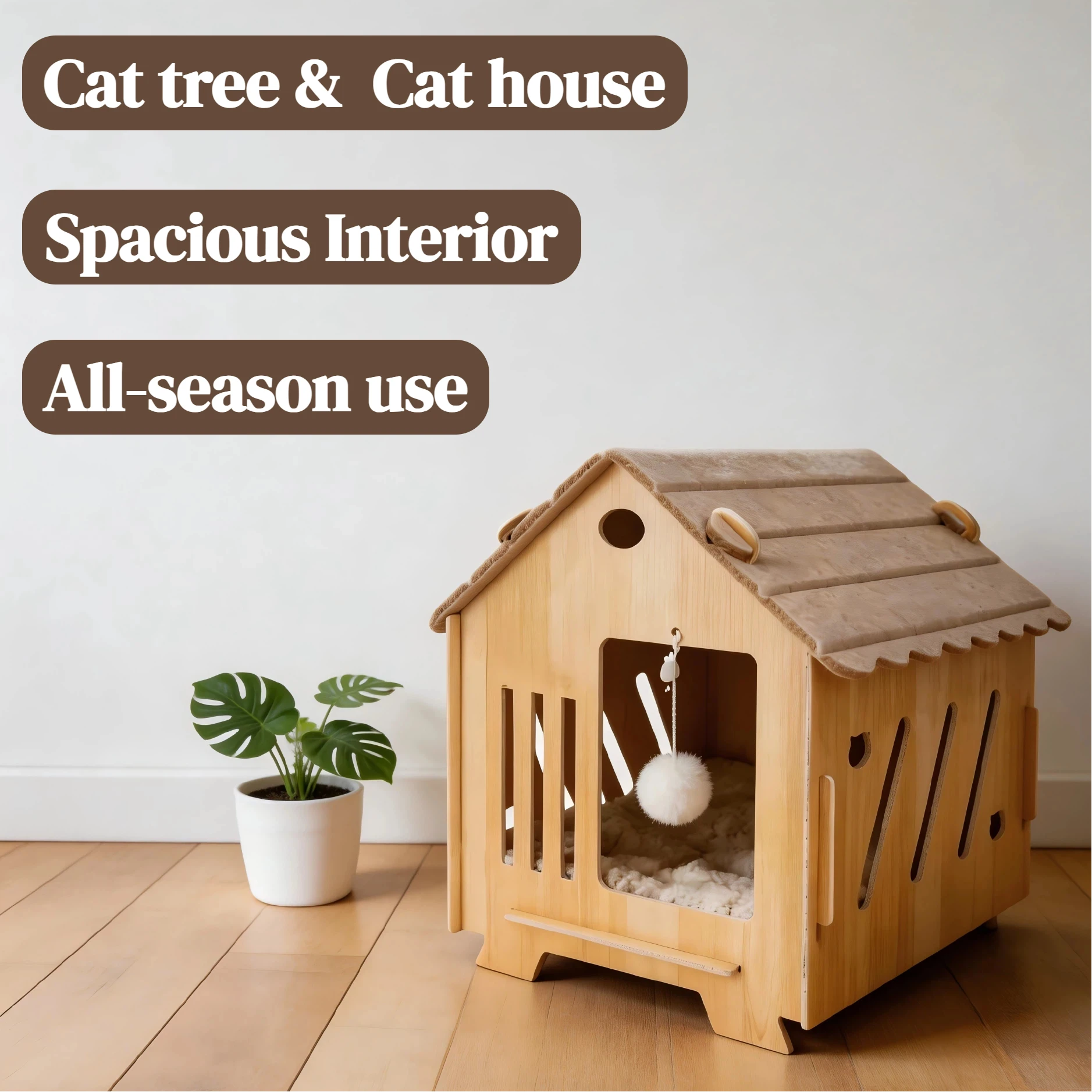 

Custom Modern Cat Tree Cat House Multi-Layer Board Felt Roof Easy Assemble Exclusive Design Durable All-season Use Wood Comforta