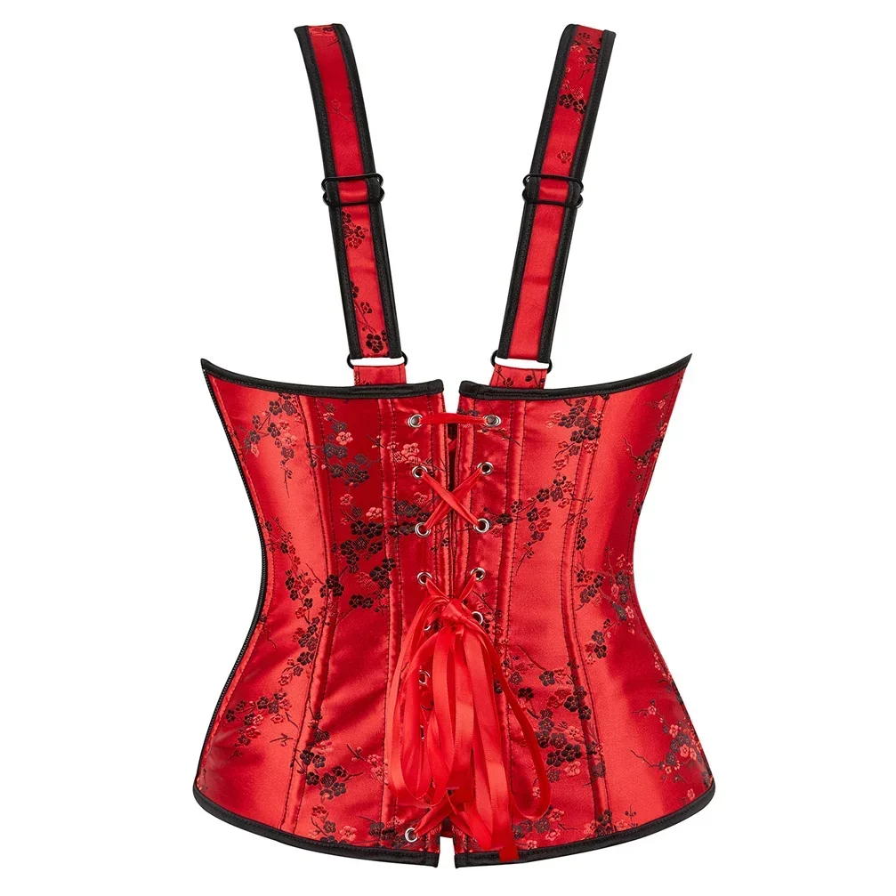 Women Corset Top Floral Embroidery Bustier Slimming Bustiers Zip Corsets Straps Corsage Halloween Party Costumes Wedding Outfits