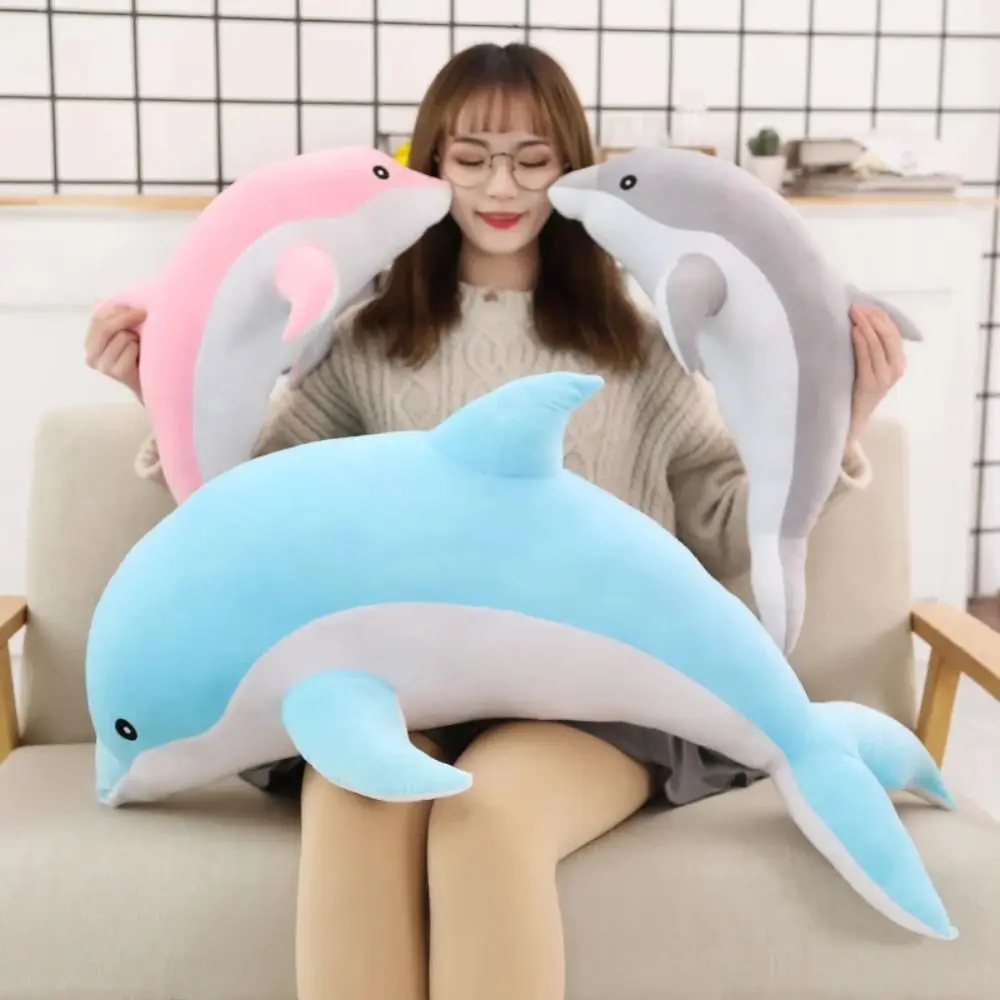 Children's Gift PP Cotton Fill Dolphin Plush Toys Blue Pink Grey Soft Stuffed Dolphin 30/ 50CM Animal Doll