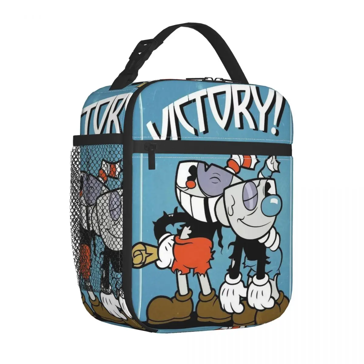 Cuphead And Mugman Anime Thermal Insulated Lunch Bag for Picnic Dope Cartoons Portable Bento Box Thermal Cooler Lunch Boxes