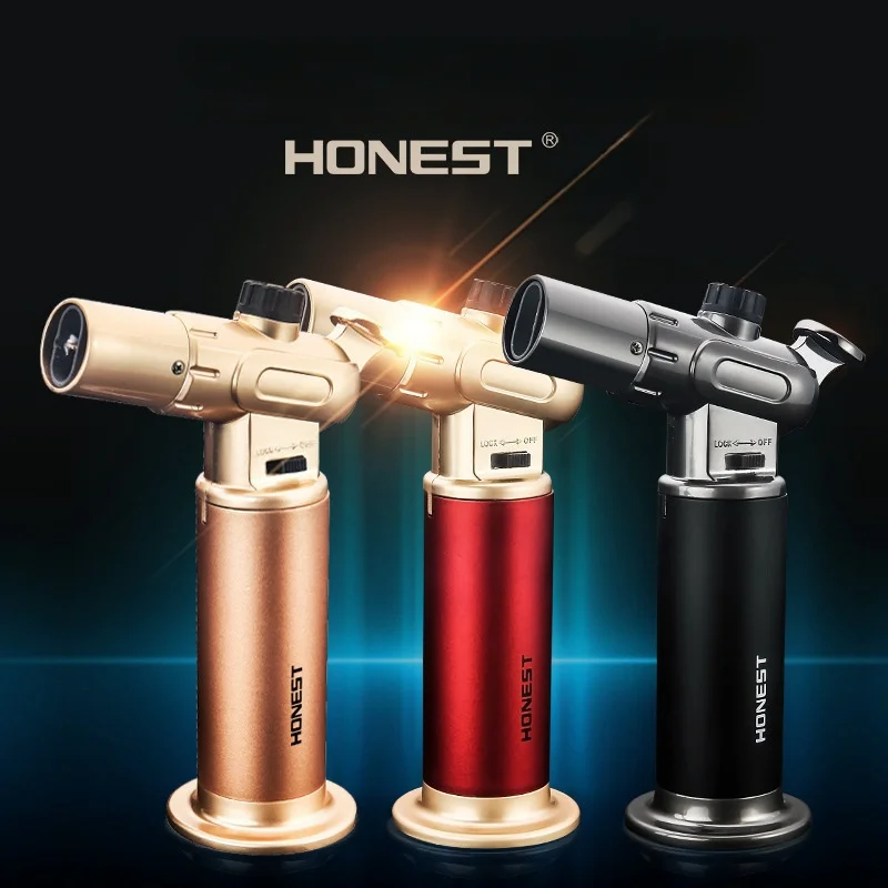 HONEST High Power Spray Gun Welding Gun Butane Gas Lighter Single/Double Fire One Key Switching Safety Lock Switch Cigar Lighter