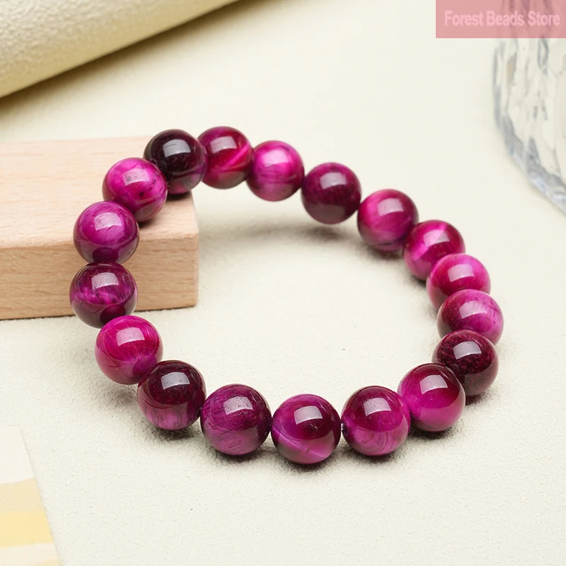 Smooth Rose Red Tiger Eye Bracelets Women Girls Fashion Stone Handmade Strength Yoga Healing Energy Jewelry Gift 6/8/10/12mm