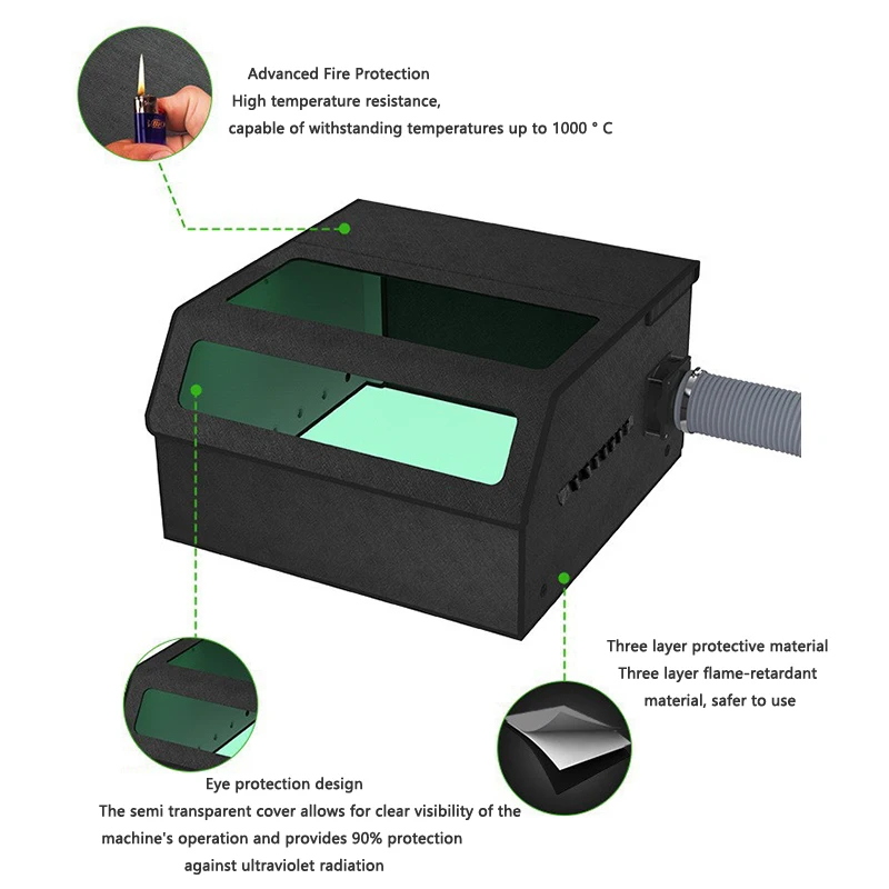 Official Laser Engraver Cover Tent, Fireproof and Dustproof Protective Enclosure with Exhaust Fan and Pipe for Most Laser Cutter