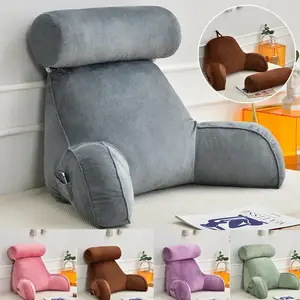 Bed Rest Reading Pillow Large Adult Backrest Lounge Cushion Back Support With Arm Rests For Sitting Up In Bed Relaxing Watching