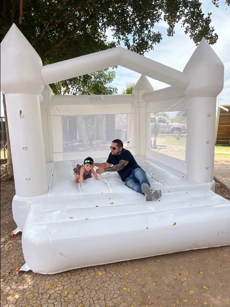 Maison gonflable à rebond blanche pour enfants, château de saut, toboggan soufflant, 4x3x2.6m, EU, AU, US