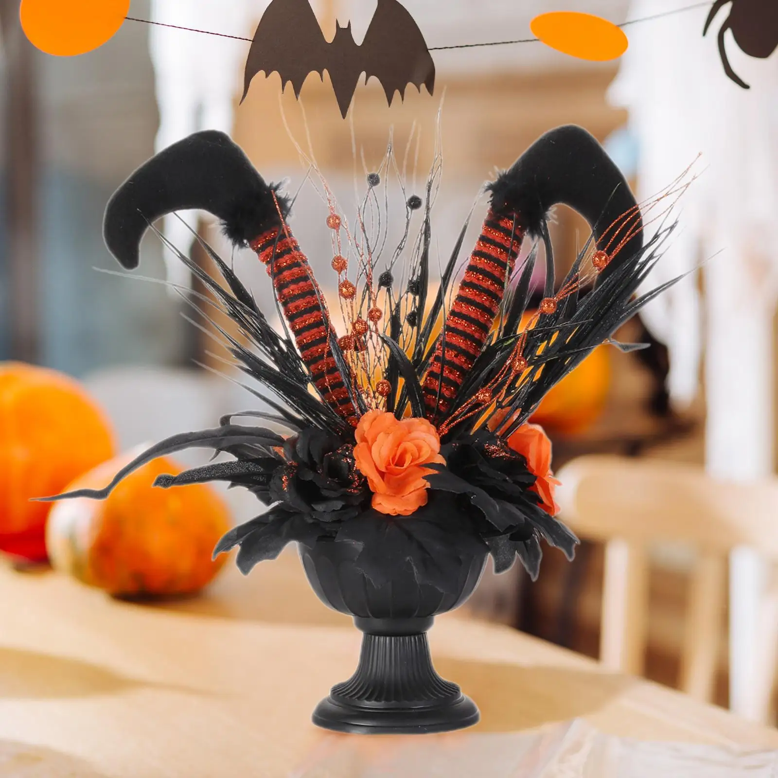 

Witch Legs in The Flowerpot Halloween Decoration Prop Multifunctional Handmade Collectible 30x25x42cm Desktop Ornament