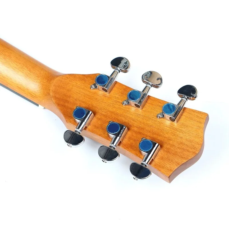 Cutaway Acoustic‑Electric Guitar, Hollow Decorative Sound Hole Wood String Instrument For Beginner Practice