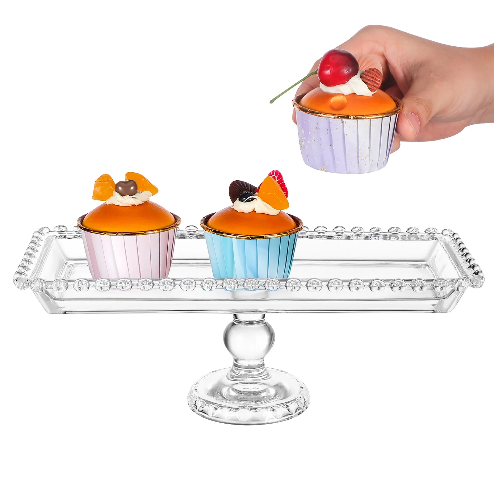 

1Pcs Fruits Tray Modern Crystal Glass Decorative Multi-Function Snack Plate Storage Organizer for Home Dining Buffet Use