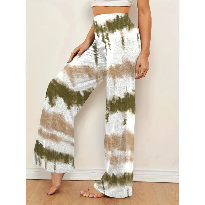 

Плюс размер 1XL-5XL, новая женская одежда, женские повседневные широкие брюки в полоску с принтом, повседневная и индивидуальная новая одежда